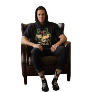 Marvel Loki Men’s XL Short Sleeve Hoodie & Graphic Crew Socks 2pc Gift Set New